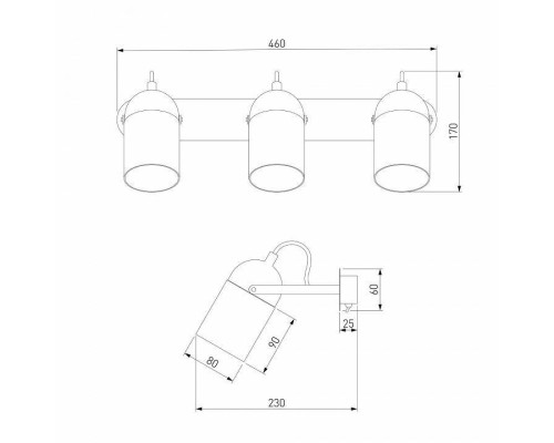 Бра Eurosvet Mars 20122/3 черный/тертый серый