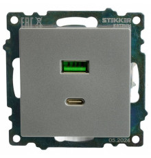 Розетка 2хUSB type A и C без рамки Stekker Катрин 50054