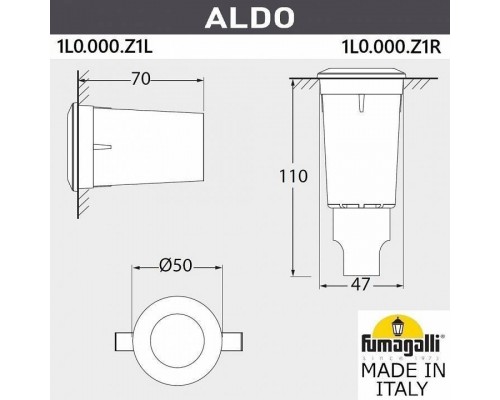 Встраиваемый в дорогу светильник Fumagalli Aldo 1L0.000.000.AXZ1L