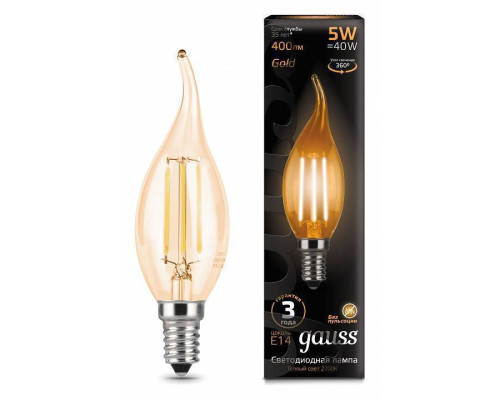 Лампа светодиодная Gauss E14 5 Вт 2700 K филаментная 104801005