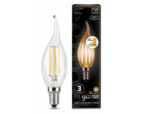 Лампа светодиодная Gauss Filament Candle tailed E14 7 Вт 2700 K 104801107-S