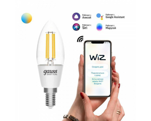 Лампа светодиодная с управлением через Wi-Fi Gauss Smart Home E14 4.5Вт 2000-6500K 1250112