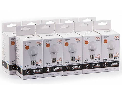 Лампа светодиодная Gauss Elementary A60 E27 7 Вт 3000 К 23217A