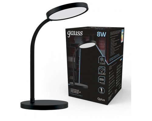 Настольная лампа офисная Gauss Qplus GT503 черная 8 Вт GT5032