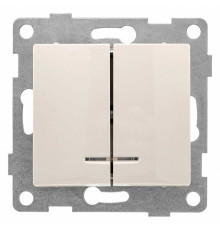 Выключатель двухклавишный с подсветкой без рамки Gusi Electric BRAVO С10В28-003