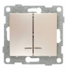 Выключатель двухклавишный с подсветкой без рамки Gusi Electric BRAVO С10В28-027