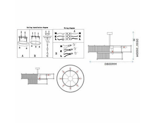 Люстра на штанге Imperiumloft RH Marais Round Chandelier D80 40,2668