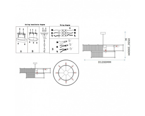 Светильник на штанге Imperiumloft RH Marais Round Chandelier 40,2668