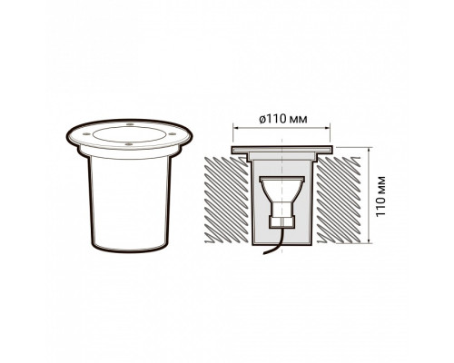 Встраиваемый в дорогу светильник Jazzway  PGR  R110   GU10-1  Chrome 230V IP67
