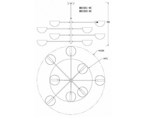 Люстра на штанге MyFar Valentina MR1953-8C