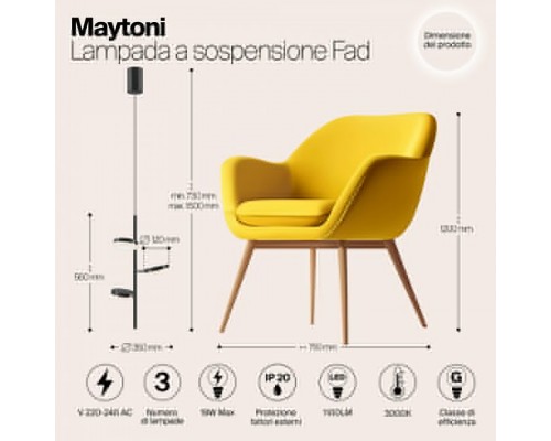 Подвесной светильник Maytoni Fad MOD070PL-L18B3K