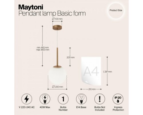 Подвесной светильник Maytoni Basic form MOD321PL-01G3