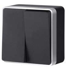 Выключатель двухклавишный Werkel Gallant (черный с серебром) W5020034