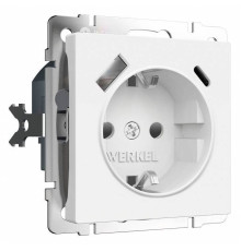 Розетка с заземлением и со шторкой и 2хUSB type A и C, без рамки Werkel белый матовый W1171761