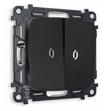 Выключатель двухклавишный с подсветкой без рамки Ambrella Volt Quant MO804015