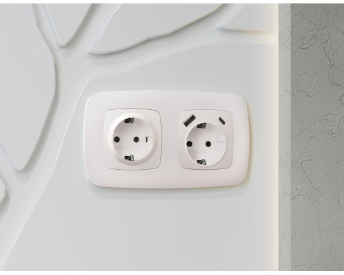 Накладка для розетки с заземлением и со шторками и 2хUSB type A и C Ambrella Volt Quant OP2100