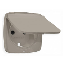 Накладка для розетки влагозащищенной с заземлением и со шторками с крышкой Ambrella Volt Quant OP3680