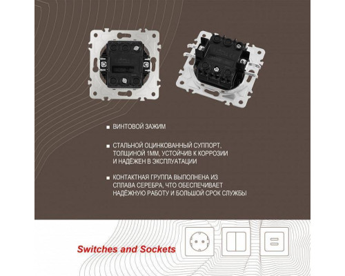 Выключатель одноклавишный с подсветкой без рамки Arte Milano 203 203.31-1.shampan