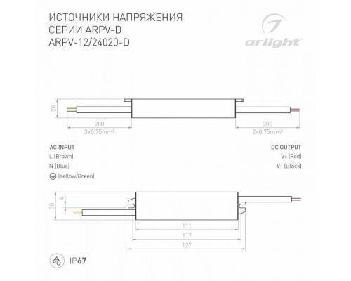 Блок питания с проводом Arlight  022206(1)