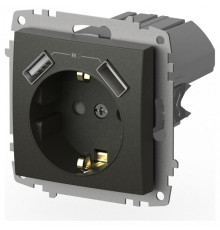 Розетка с заземлением и со шторкой и 2хUSB type A, без рамки Elbi Eleсtriс Zena Vega 609-011100-317