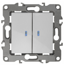 Выключатель двухклавишный с подсветкой без рамки Эра Эра 12 12-1004-06