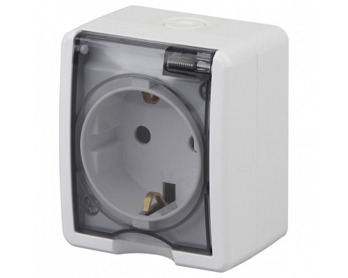 Розетка с заземлением и шторкой, с крышкой Эра Эра Эксперт 11-2402-01