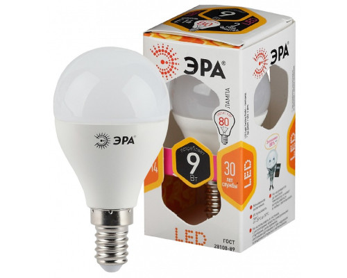 Лампа светодиодная Эра Стандарт LED P45-9W-827-E14