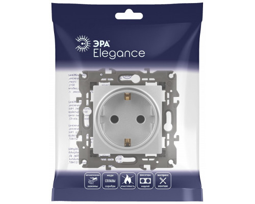 Розетка с заземлением, без рамки Эра Эра Elegance 14-2101-03