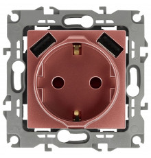 Розетка с заземлением и со шторкой и 2хUSB, без рамки Эра Эра 12 12-4109-14