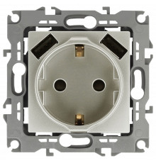 Розетка с заземлением и со шторкой и 2хUSB, без рамки Эра Эра 12 12-4109-15