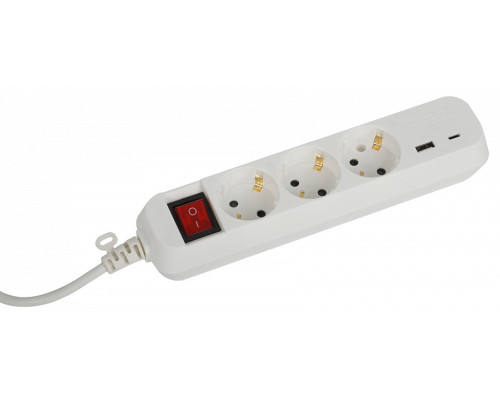 Удлинитель с выключателем Эра  UB-3es-1,5m-USB