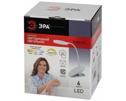 Настольная лампа офисная Эра  NLED-513-6W-W