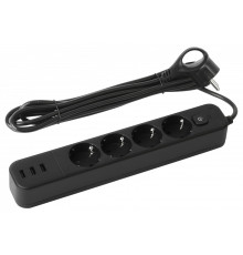 Удлинитель с выключателем Эра  USF-4es-1,5m-3xUSBA-B