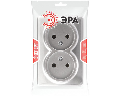 Розетка двойная без заземления Эра Эра Эксперт 11-2202-03