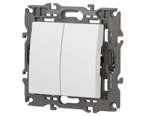 Выключатель двухклавишный без рамки Эра Эра Elegance 14-1104-01М