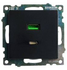 Розетка 2хUSB type A и C без рамки Stekker Катрин 50055