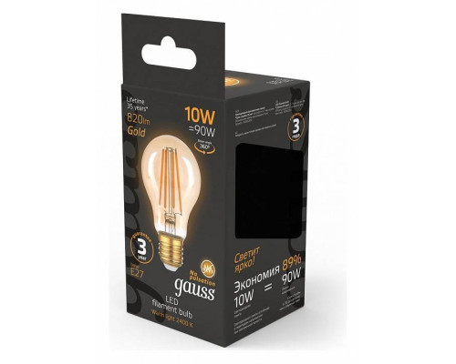 Лампа светодиодная Gauss Filament A60 E27 10 Вт 2400 K 102802010