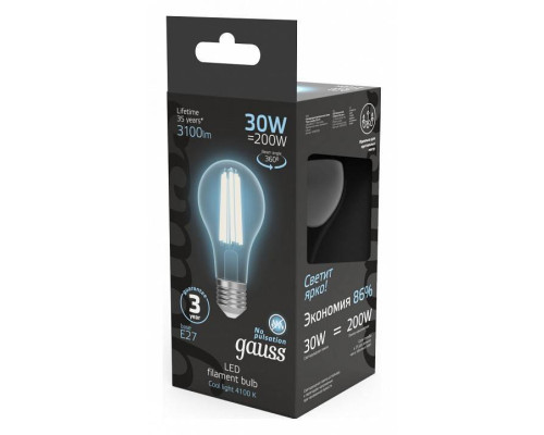 Лампа светодиодная Gauss Filament A70 E27 30 Вт 4100 K 102902230