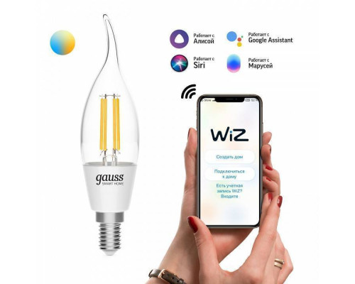 Лампа светодиодная с управлением через Wi-Fi Gauss Smart Home E14 4.5Вт 2000-6500K 1280112