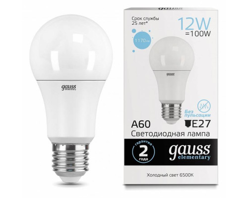 Лампа светодиодная Gauss Black A60 12 Вт E27 6500 К 23232