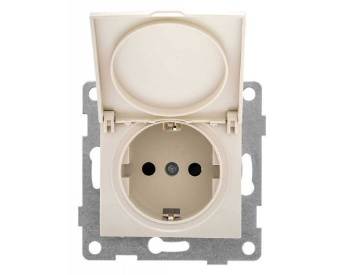 Розетка с заземлением и со шторкой, без рамки с крышкой Gusi Electric BRAVO С10Р91-003