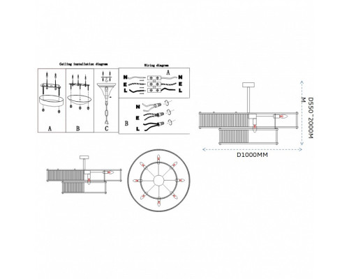 Светильник на штанге Imperiumloft RH Marais Round Chandelier 40,2668