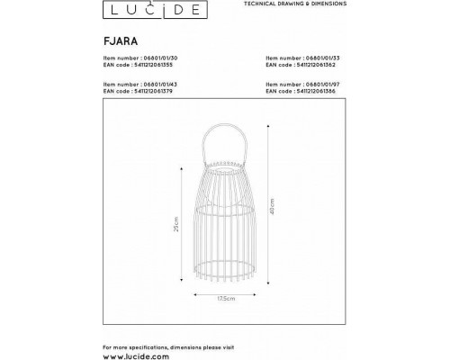 Настольная лампа декоративная Lucide Fjara 06801/01/30