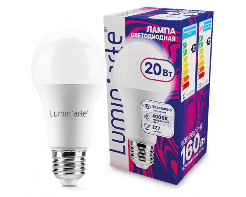 Лампа светодиодная Luminarte  E27 20Вт 4000K LSTD-A60-20W4KE27