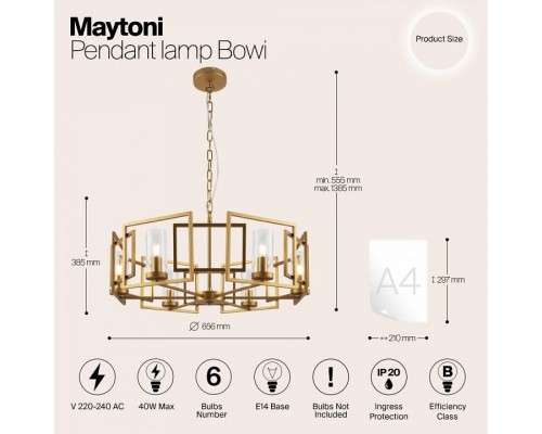 Подвесная люстра Maytoni Bowi H009PL-06G