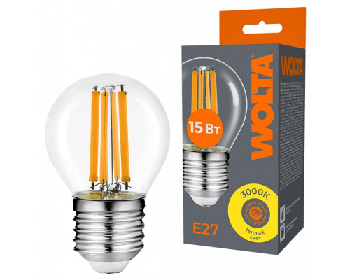 Лампа светодиодная Wolta  E27 15Вт 3000K WF-G45-15W3KE27
