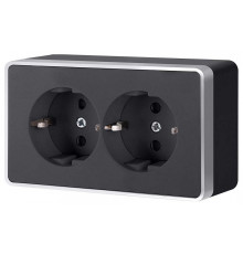 Розетка двойная с заземлением Werkel Gallant (черный с серебром) W5072134