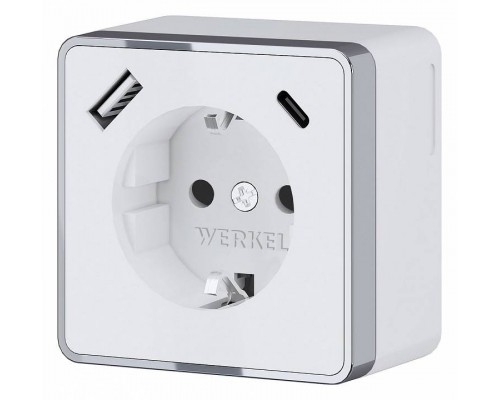 Розетка с заземлением и с шторками и USB Werkel Gallant (белая) W5071701