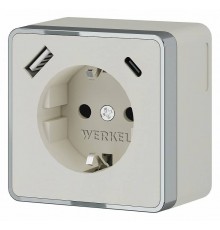 Розетка с заземлением и с шторками и USB Werkel Gallant слоновая кость W5071703