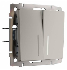 Выключатель двухклавишный с подсветкой без рамки Werkel дымчатый W1220104